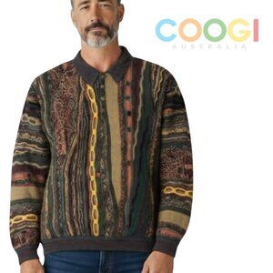 COOGI Australia Vintage Hip-Hop Biggie Smalls 3D Multicolor Collared Sweater